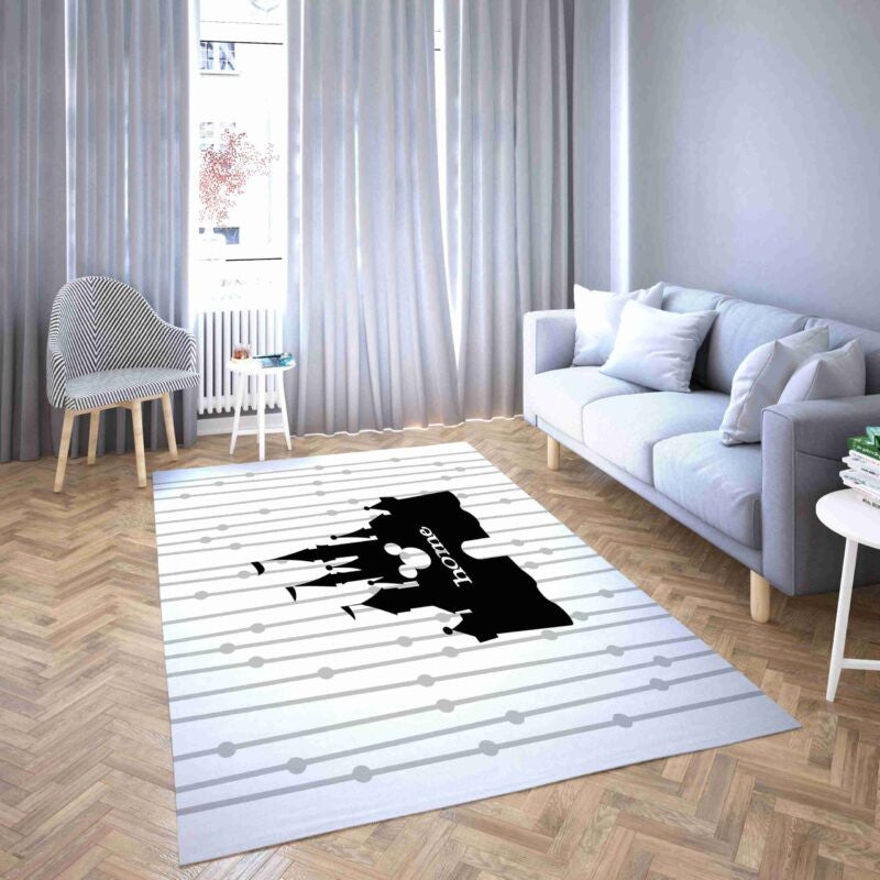Disney Castle Mickey Und Minnie Silhouette Teppich, Teppiche - Outdoor Teppich, Teppich Wohnzimmer, Küchenteppich, Kinderzimmer, Modern