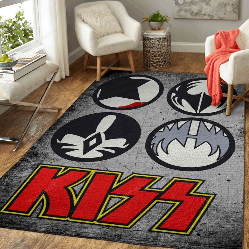 Kiss Circular Metallic Music Art Teppich, Teppiche - Outdoor Teppich, Teppich Wohnzimmer, Küchenteppich, Kinderzimmer, Modern