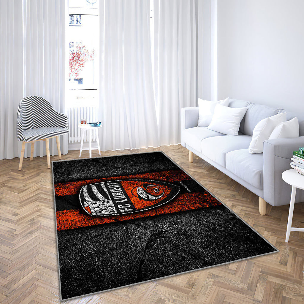 Lorient FC Teppich, Teppiche - Schwarzer Stein Outdoor-Teppich, Wohnzimmerteppich, Küchenteppich, Kinderzimmer, modern