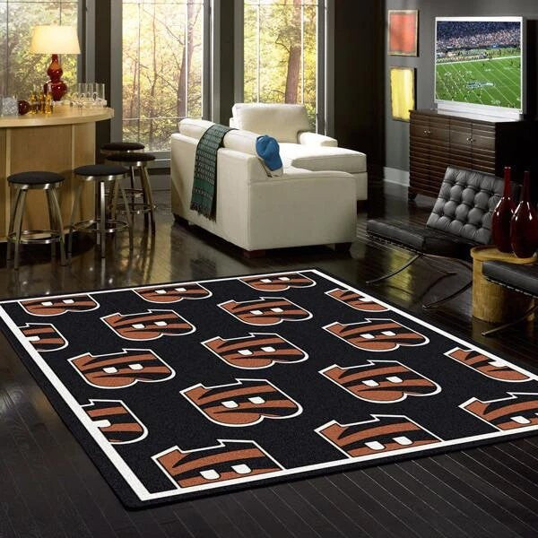 Cincinnati Bengals Wiederholen Teppich, Teppiche - Outdoor Teppich, Teppich Wohnzimmer, Küchenteppich, Kinderzimmer, Modern