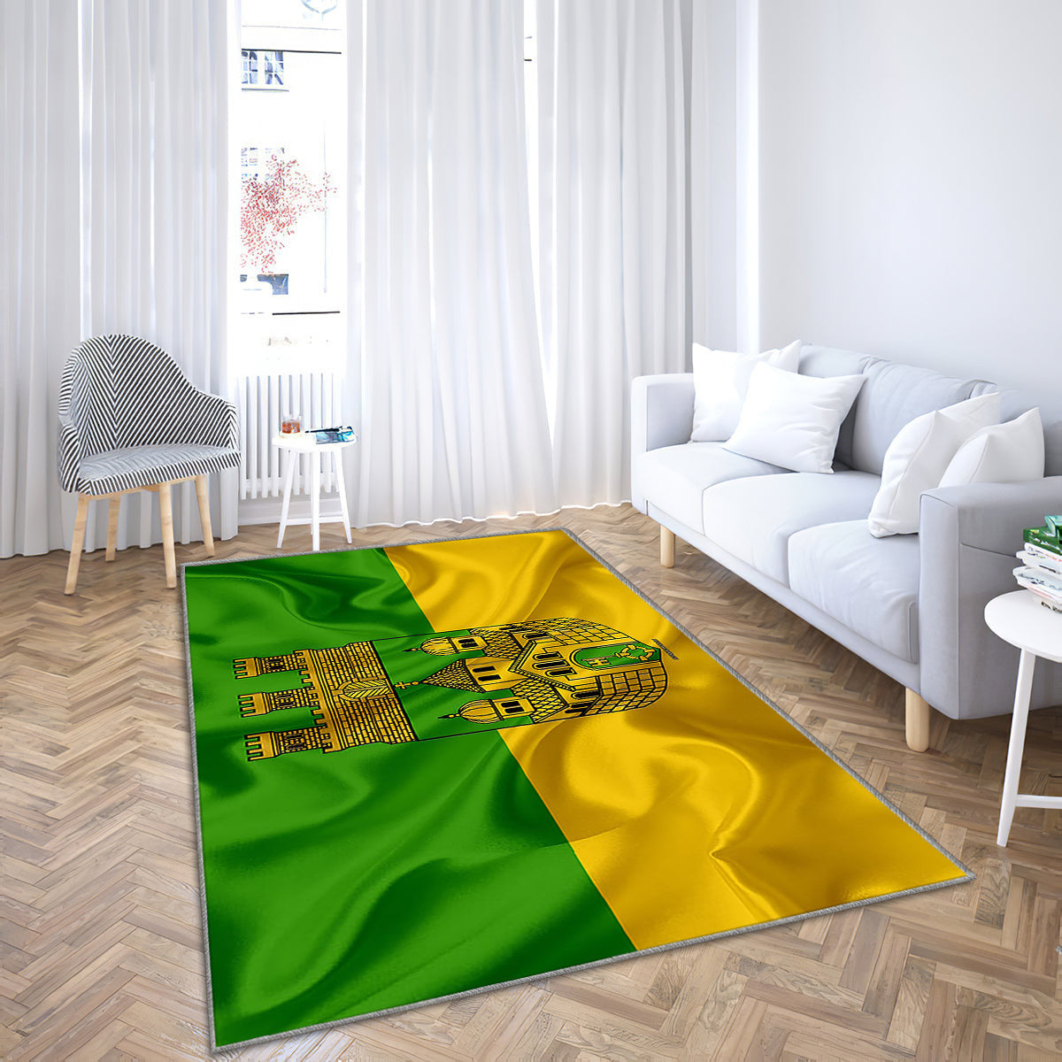 Flag Of Recklinghausen Silk Texture Teppich, Teppiche - Gelbgrüne Seidenflagge Outdoor Teppich, Teppich Wohnzimmer, Küchenteppich, Kinderzimmer, Modern