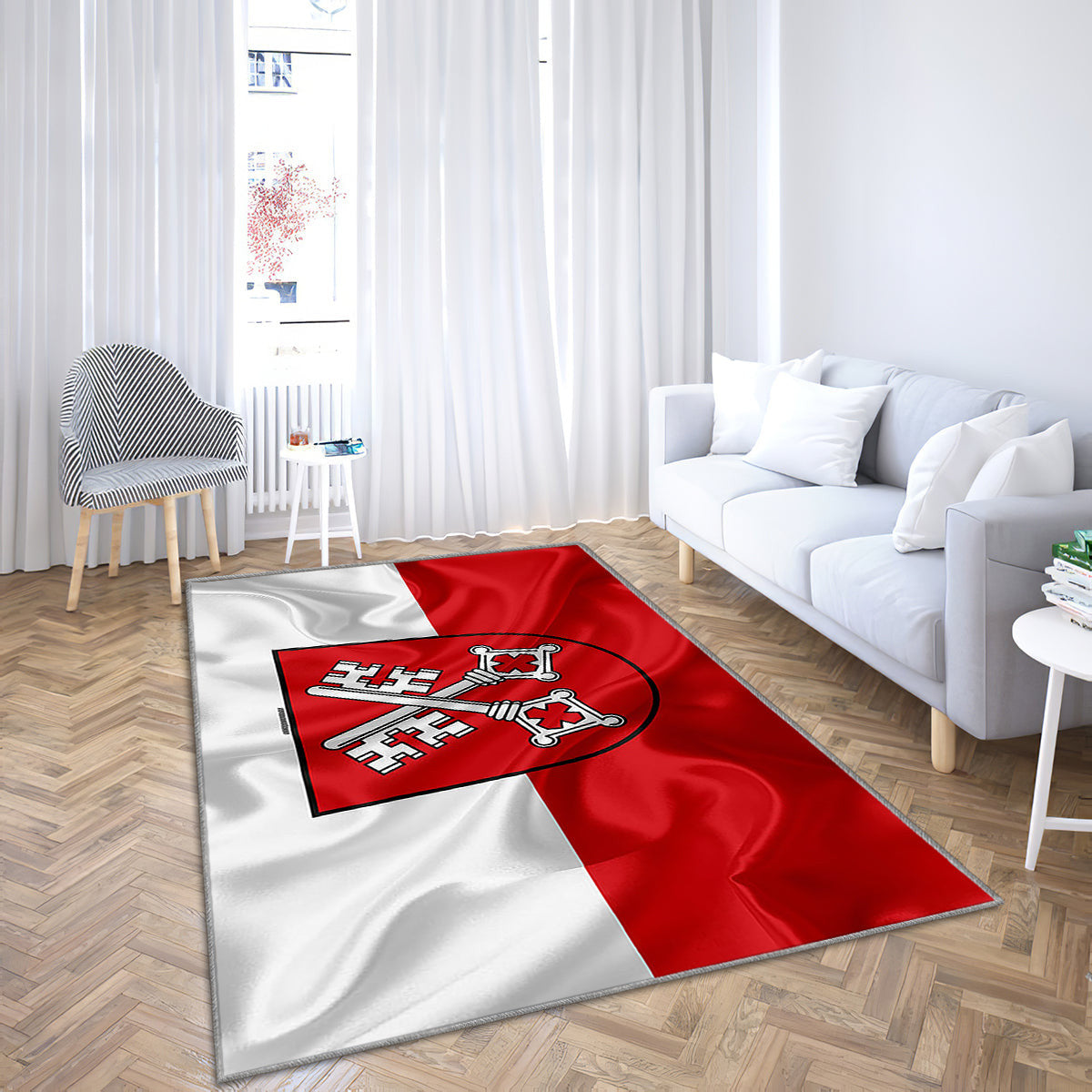 Flag Of Regensburg Silk Texture Teppich, Teppiche - Rot-Weiße Seidenflagge Outdoor Teppich, Teppich Wohnzimmer, Küchenteppich, Kinderzimmer, Modern