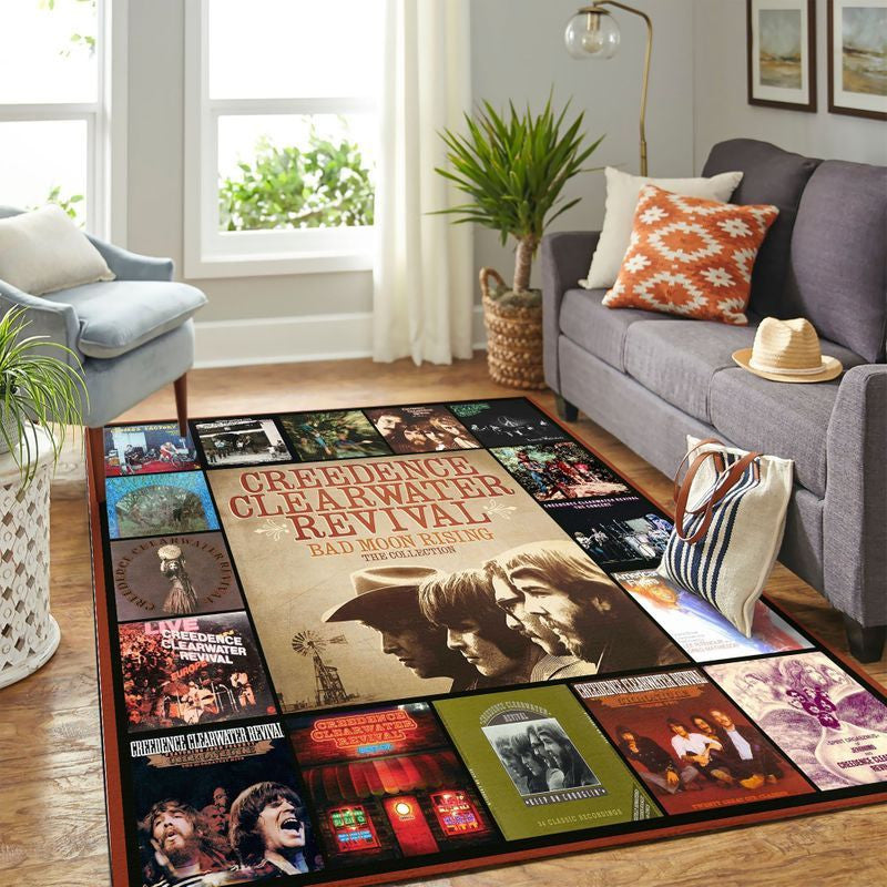 Creedence Clearwater Revival Legend Rock Band Music Bad Moon Rising Teppich, Teppiche - Outdoor Teppich, Teppich Wohnzimmer, Küchenteppich, Kinderzimmer, Modern