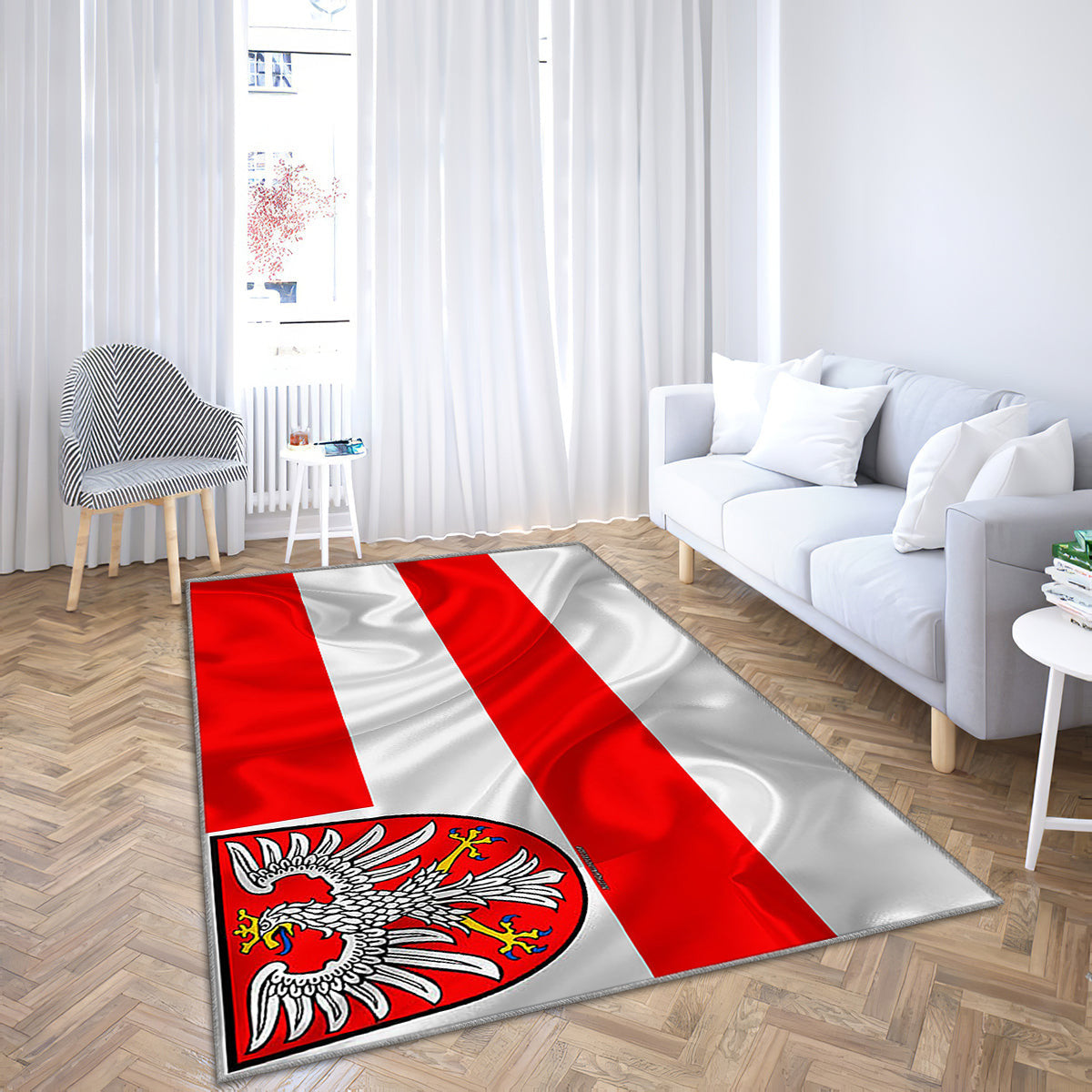 Seidenteppich mit Flagge von Frankfurt, Teppiche – Rot-weißer Seidenflaggenteppich für den Außenbereich, Wohnzimmerteppich, Küchenteppich, Kinderzimmer, modern