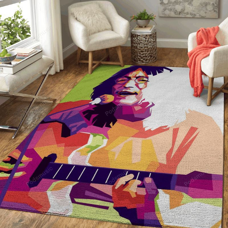John Lennon Singing Music Art Teppich, Teppiche - Outdoor Teppich, Teppich Wohnzimmer, Küchenteppich, Kinderzimmer, Modern