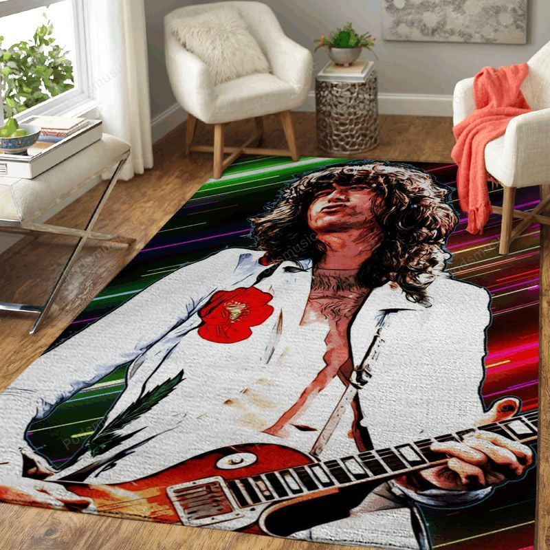 Jimmy Page Led Zeppelin Music Light Art Teppich, Teppiche - Outdoor Teppich, Teppich Wohnzimmer, Küchenteppich, Kinderzimmer, Modern