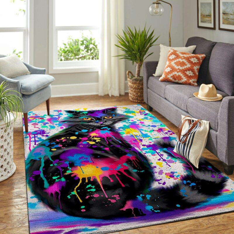 Malen Sie Mit Bunter Katze Teppich, Teppiche - Outdoor Teppich, Teppich Wohnzimmer, Küchenteppich, Kinderzimmer, Modern