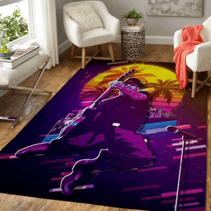 Mike Ness Jump 80S Artwork Music Synthwave 80S Art Teppich, Teppiche - Outdoor Teppich, Teppich Wohnzimmer, Küchenteppich, Kinderzimmer, Modern