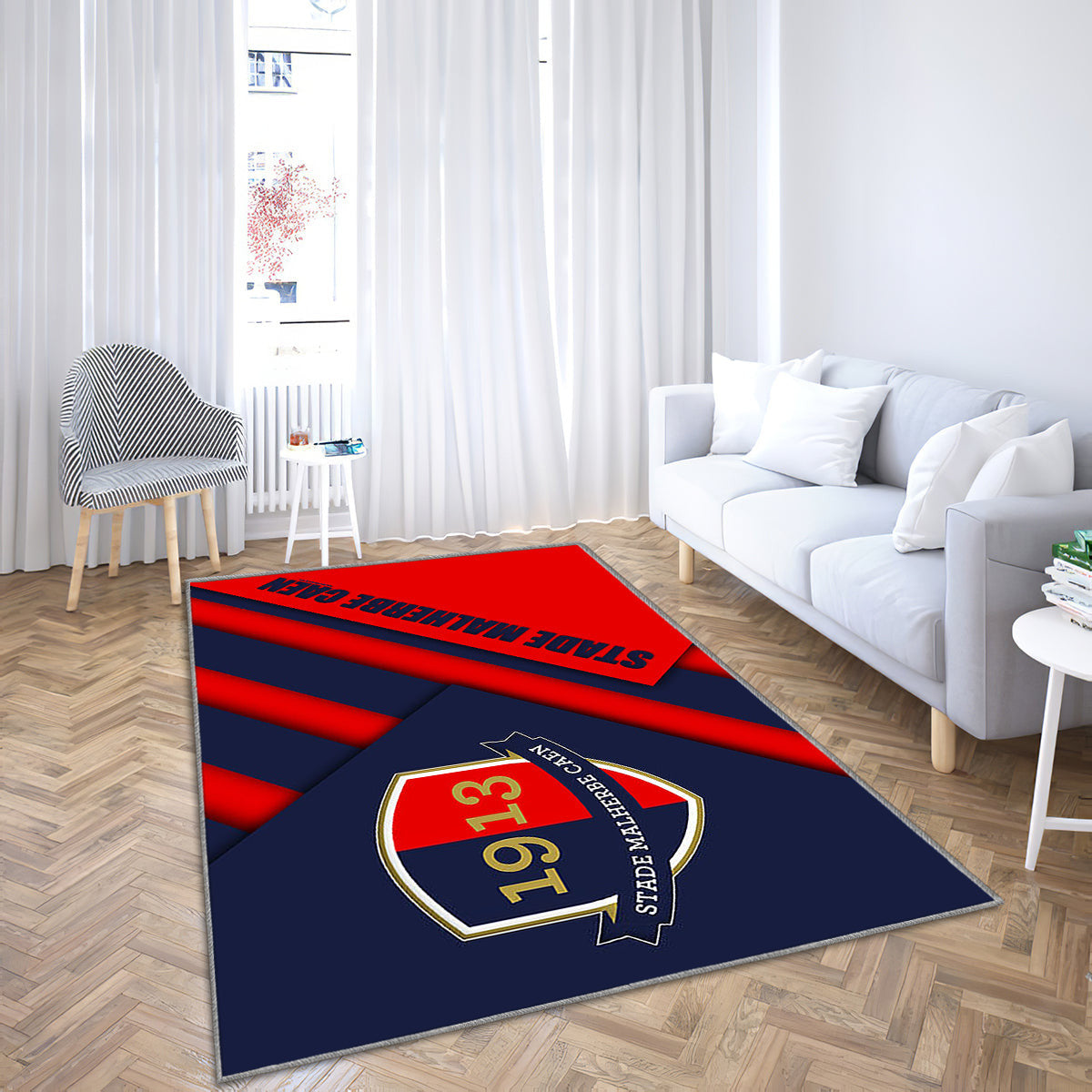 Stade Malherbe Caen Blau-Roter Abstraktions-Teppich, Teppiche - Material Design Outdoor-Teppich, Wohnzimmerteppich, Küchenteppich, Kinderzimmer, Modern