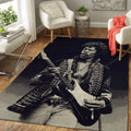 Jimi Hendrix With A Guitar Music Artist Art Teppich, Teppiche - Outdoor Teppich, Teppich Wohnzimmer, Küchenteppich, Kinderzimmer, Modern