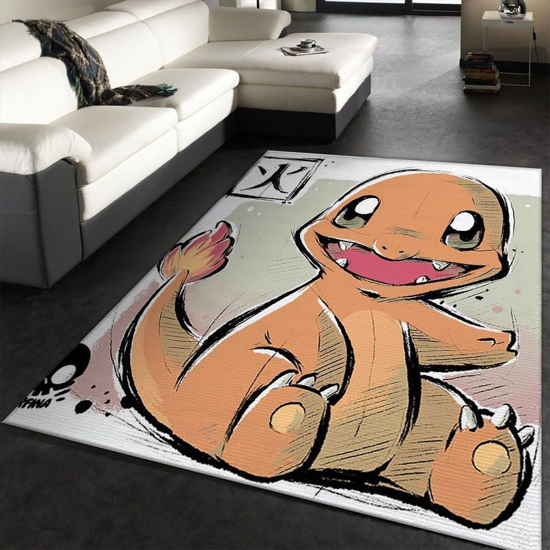 Charmander Pokemon Fire Teppich, Teppiche - Outdoor Teppich, Teppich Wohnzimmer, Küchenteppich, Kinderzimmer, Modern