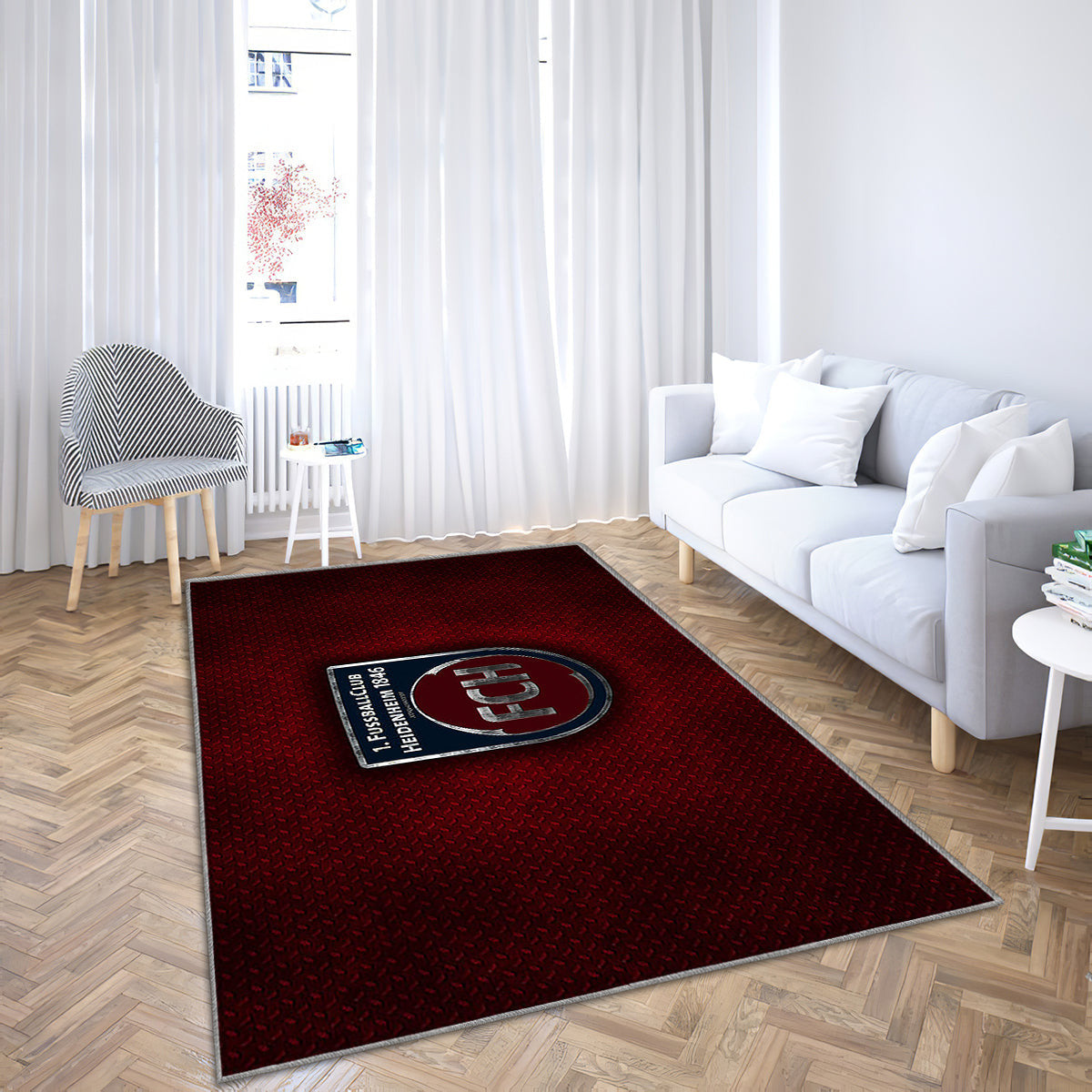 Heidenheim FC Teppich, Teppiche – Roter Metall Outdoor-Teppich, Wohnzimmerteppich, Küchenteppich, Kinderzimmer, modern