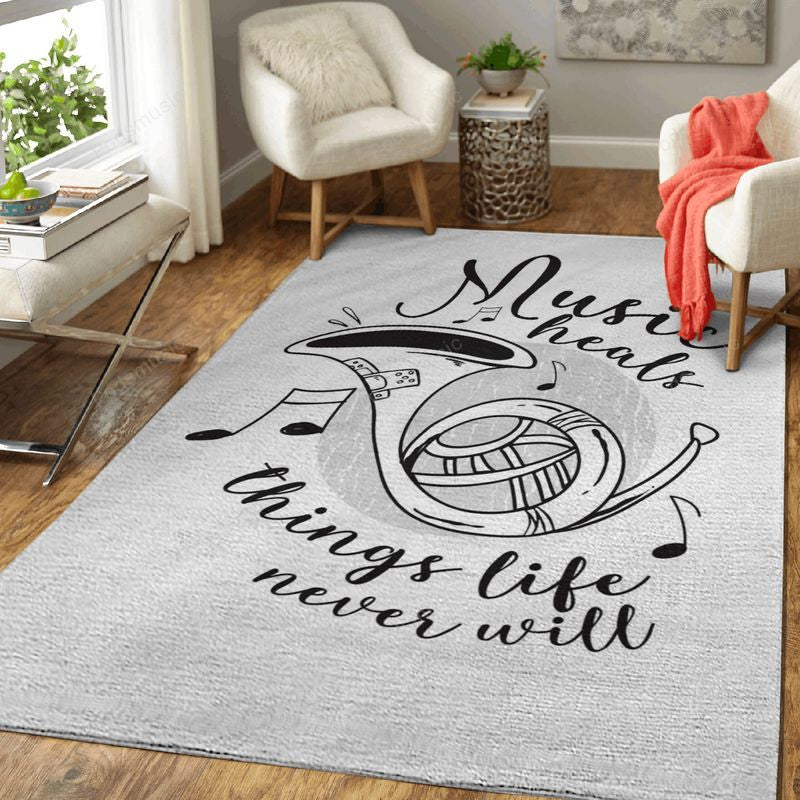 Music Heals Sayings And Quotes Art Teppich, Teppiche - Outdoor Teppich, Teppich Wohnzimmer, Küchenteppich, Kinderzimmer, Modern