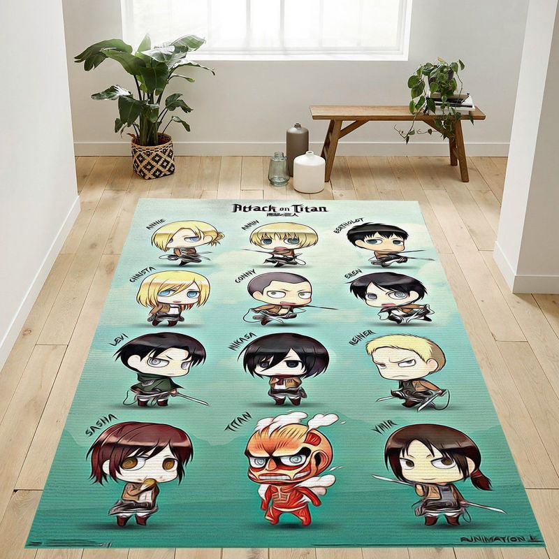 Attack On Titan Chibi Characters Teppich, Teppiche - Outdoor Teppich, Teppich Wohnzimmer, Küchenteppich, Kinderzimmer, Modern