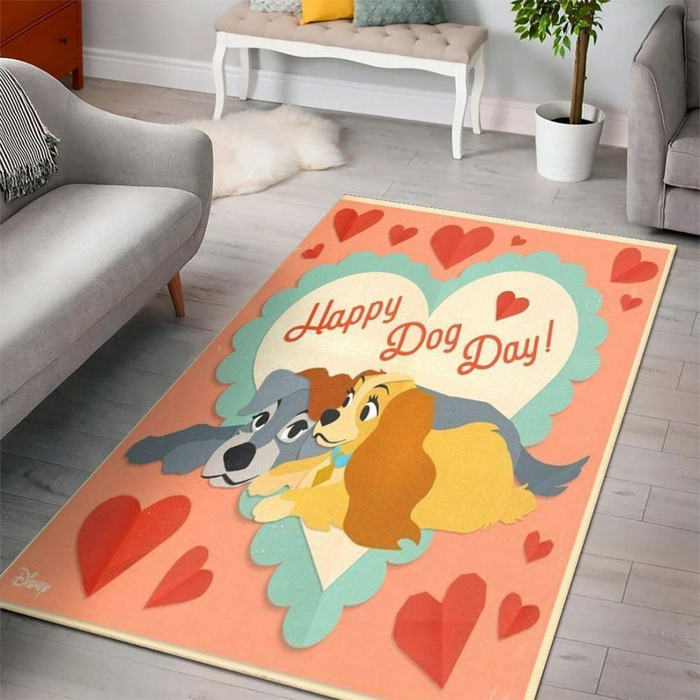 Lady And The Tramp Disney 1 Teppich, Teppiche - Outdoor Teppich, Teppich Wohnzimmer, Küchenteppich, Kinderzimmer, Modern