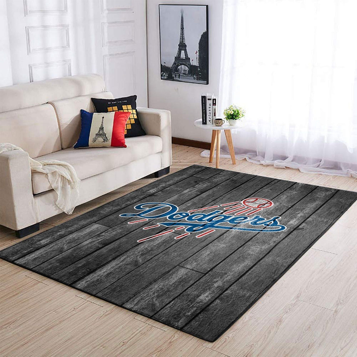 Los Angeles Dodgers Mlb Team Logo Graubereich Sport im Holzstil Teppich, Teppiche - Outdoor Teppich, Teppich Wohnzimmer, Küchenteppich, Kinderzimmer, Modern