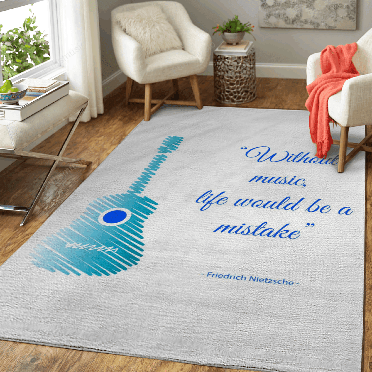 Musical Guitar Quote Music Freak For Fans Area Floor Decor Teppich, Teppiche - Outdoor Teppich, Teppich Wohnzimmer, Küchenteppich, Kinderzimmer, Modern