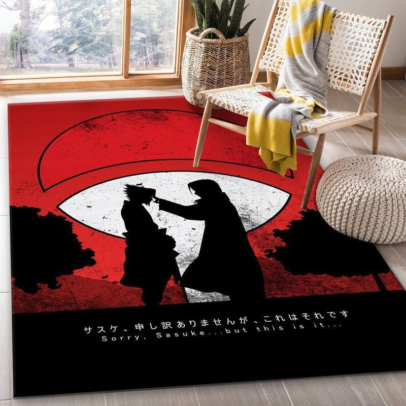 Naruto Shippuuden Sasuke und Itachi Uchiha Stirn Poke Anime Teppich, Teppiche - Outdoor Teppich, Teppich Wohnzimmer, Küchenteppich, Kinderzimmer, Modern