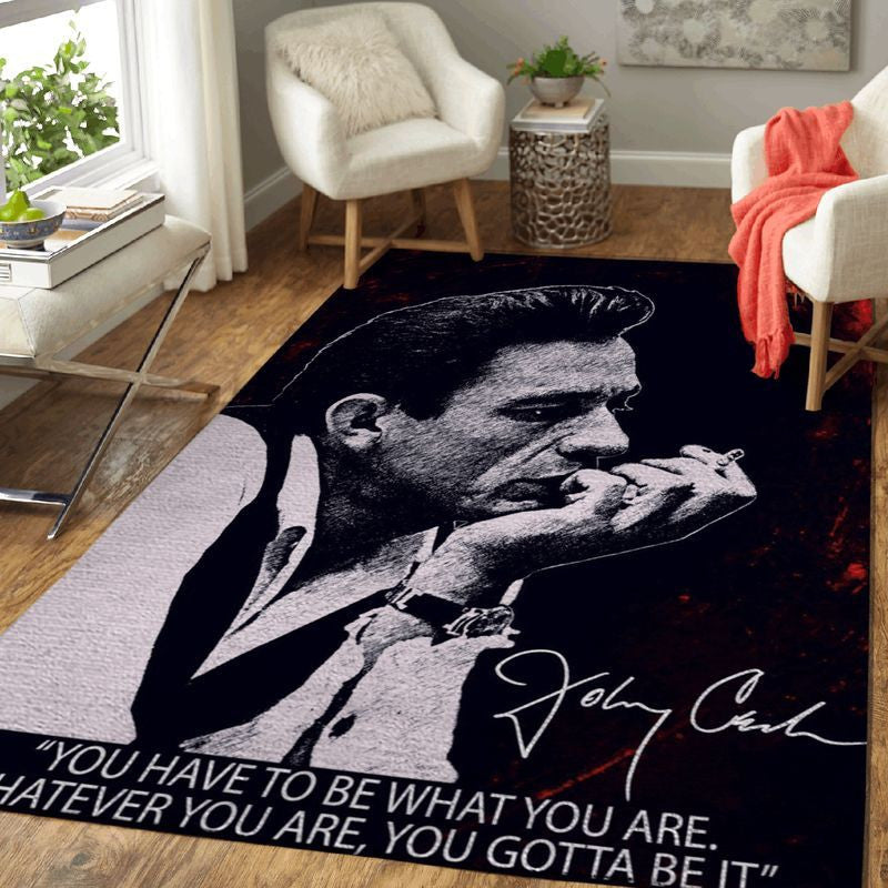 Johnny Cash Zitate: Du musst sein, was du bist Teppich, Teppiche - Outdoor Teppich, Teppich Wohnzimmer, Küchenteppich, Kinderzimmer, Modern