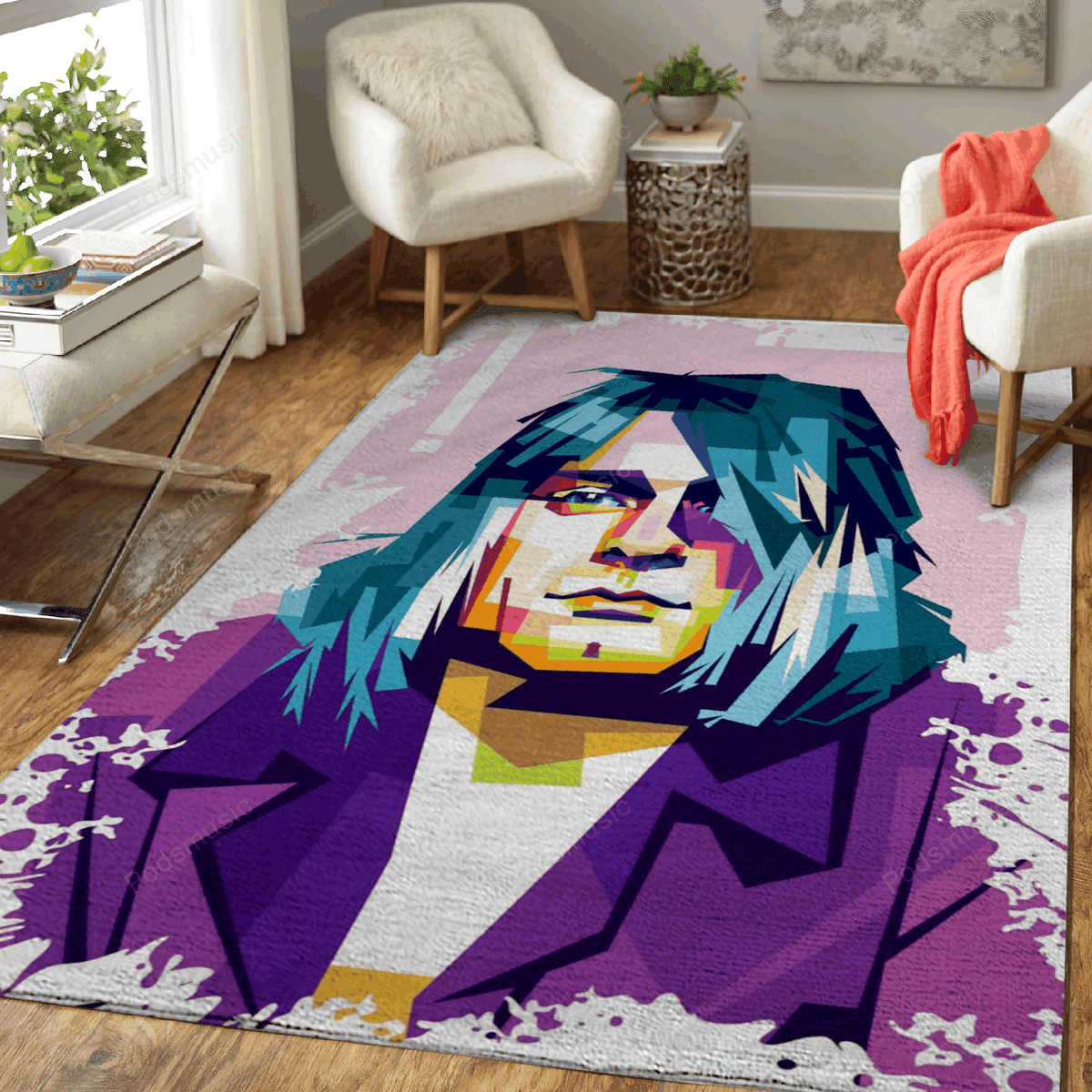 Kurt Cobain Wpap Musik für Fans Teppich, Teppiche - Outdoor Teppich, Teppich Wohnzimmer, Küchenteppich, Kinderzimmer, Modern