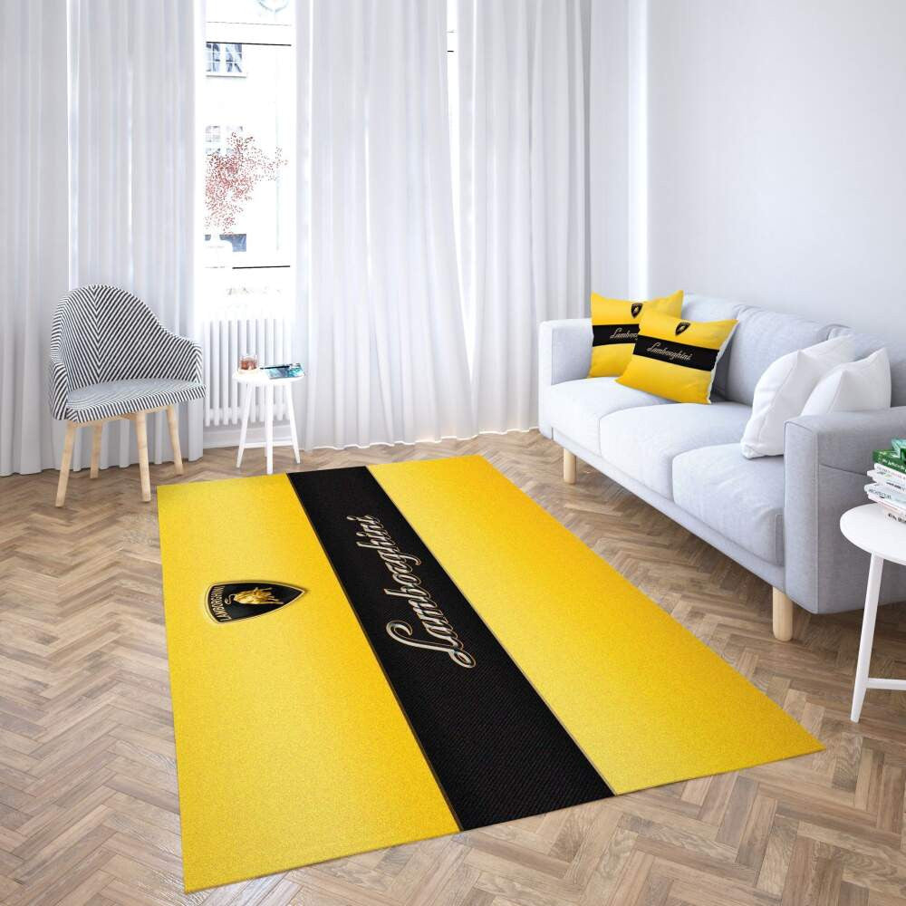 Lamborghini-Logobereich, schwarz-gelbes Design Teppich, Teppiche - Outdoor Teppich, Teppich Wohnzimmer, Küchenteppich, Kinderzimmer, Modern