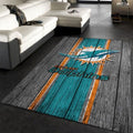 Miami Dolphins Nfl Team Logo Holzstil Stil Schönes Geschenk R Teppich, Teppiche - Outdoor Teppich, Teppich Wohnzimmer, Küchenteppich, Kinderzimmer, Modern