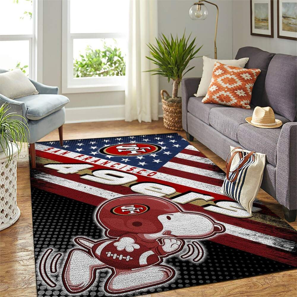San Francisco 49Ers Nfl Area American Flag Snoopy Team Logo Sports Teppich, Teppiche - Outdoor Teppich, Teppich Wohnzimmer, Küchenteppich, Kinderzimmer, Modern