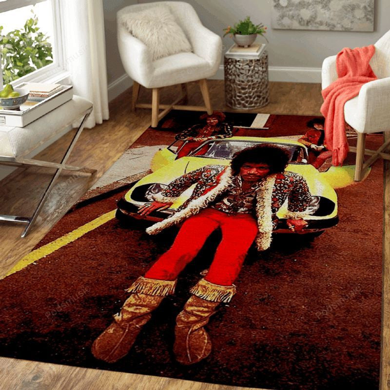 Jimi Hendrix Legend Rock Band Music Car Style Teppich, Teppiche - Outdoor Teppich, Teppich Wohnzimmer, Küchenteppich, Kinderzimmer, Modern