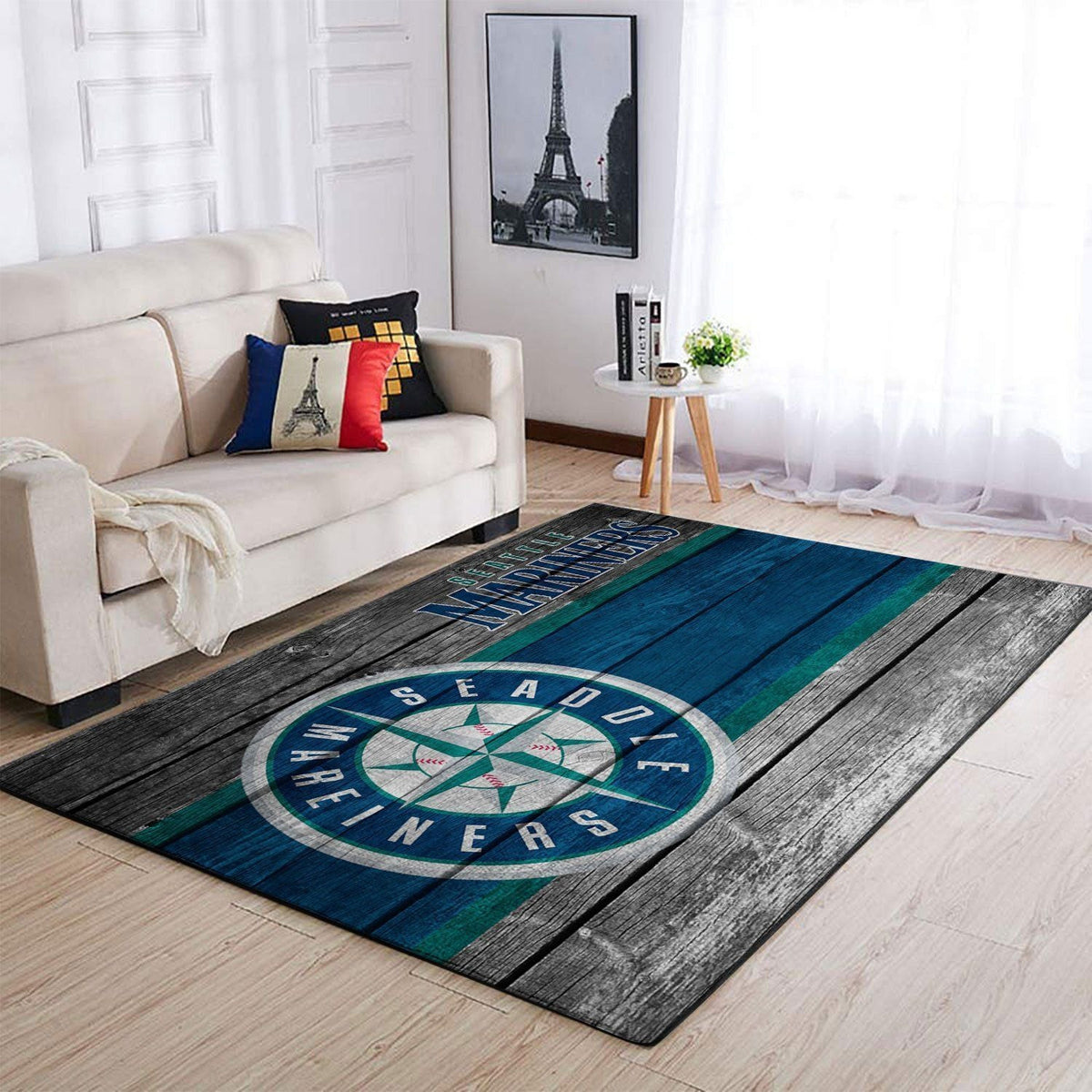 Seattle Mariners Mlb Team Logobereich Sport im Holzstil Teppich, Teppiche - Outdoor Teppich, Teppich Wohnzimmer, Küchenteppich, Kinderzimmer, Modern