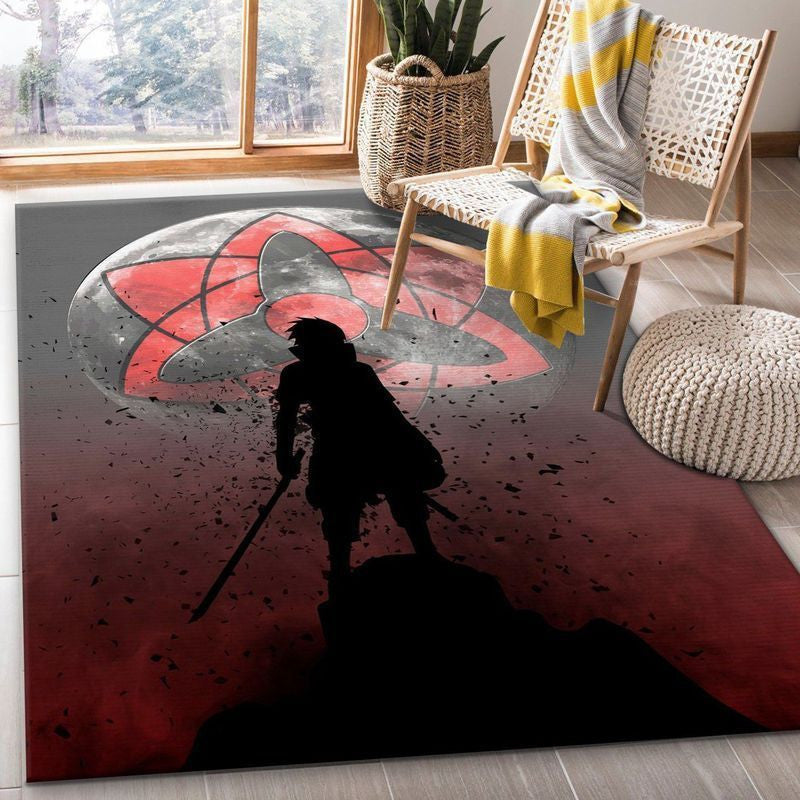 Sasuke Sharingan Bloodmoon-Anime Teppich, Teppiche - Outdoor Teppich, Teppich Wohnzimmer, Küchenteppich, Kinderzimmer, Modern