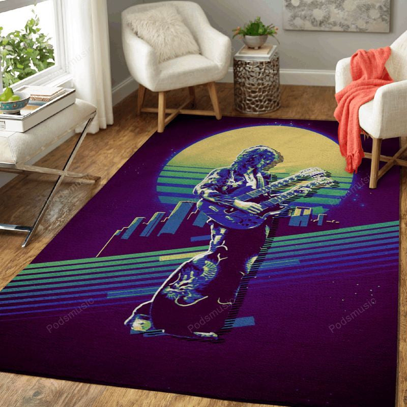 Jimmy Page Retro Retro Musik Ver2 Teppich, Teppiche - Outdoor Teppich, Teppich Wohnzimmer, Küchenteppich, Kinderzimmer, Modern