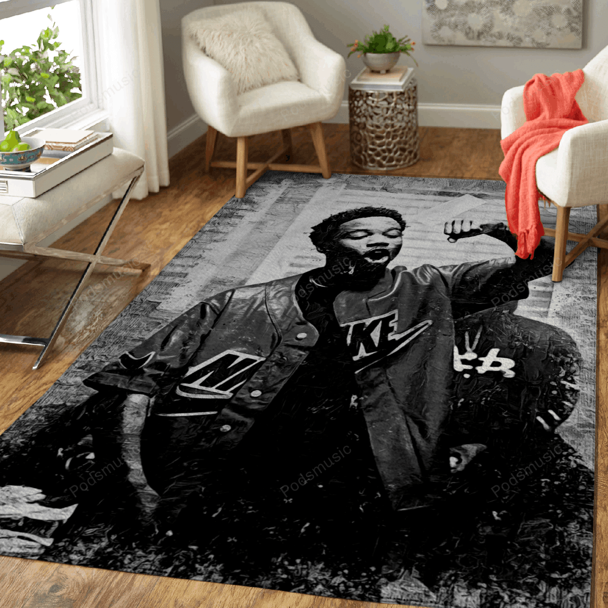 Roddy Rich Musik Monochrom für Fans Teppich, Teppiche - Outdoor Teppich, Teppich Wohnzimmer, Küchenteppich, Kinderzimmer, Modern