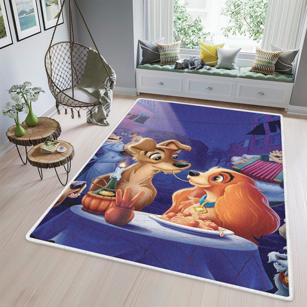 Lady und der Landstreicher Disney 3 Fan-Geschenk Lady und der Landstreicher Disney Teppich, Teppiche - Outdoor Teppich, Teppich Wohnzimmer, Küchenteppich, Kinderzimmer, Modern