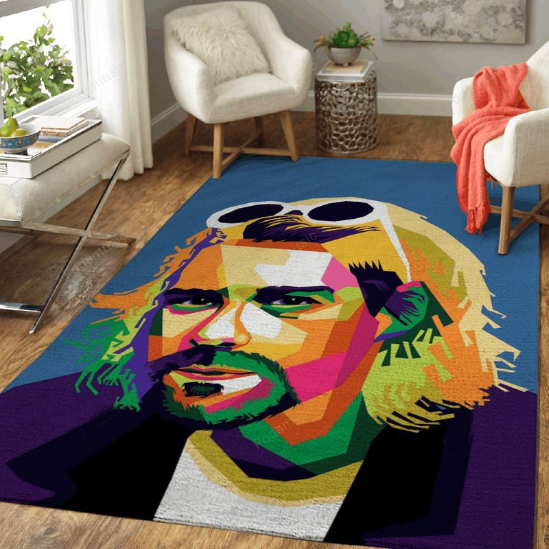 Kurtcobain Einfache Popart-Musik Popart Teppich, Teppiche - Outdoor Teppich, Teppich Wohnzimmer, Küchenteppich, Kinderzimmer, Modern
