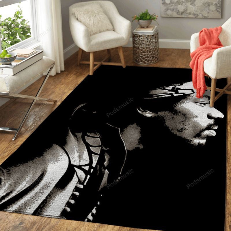 Jimi Hendrix Half Face 2 Musiklegende Teppich, Teppiche - Outdoor Teppich, Teppich Wohnzimmer, Küchenteppich, Kinderzimmer, Modern