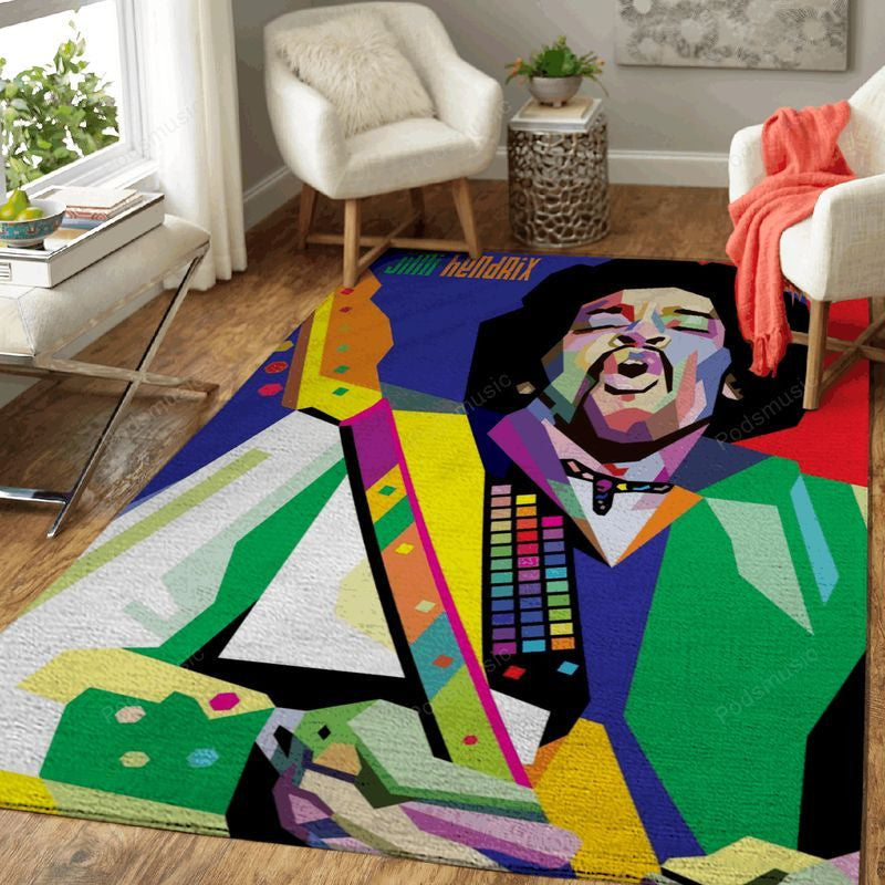 Jimi Hendrix Bunte Musikfolie Teppich, Teppiche - Outdoor Teppich, Teppich Wohnzimmer, Küchenteppich, Kinderzimmer, Modern