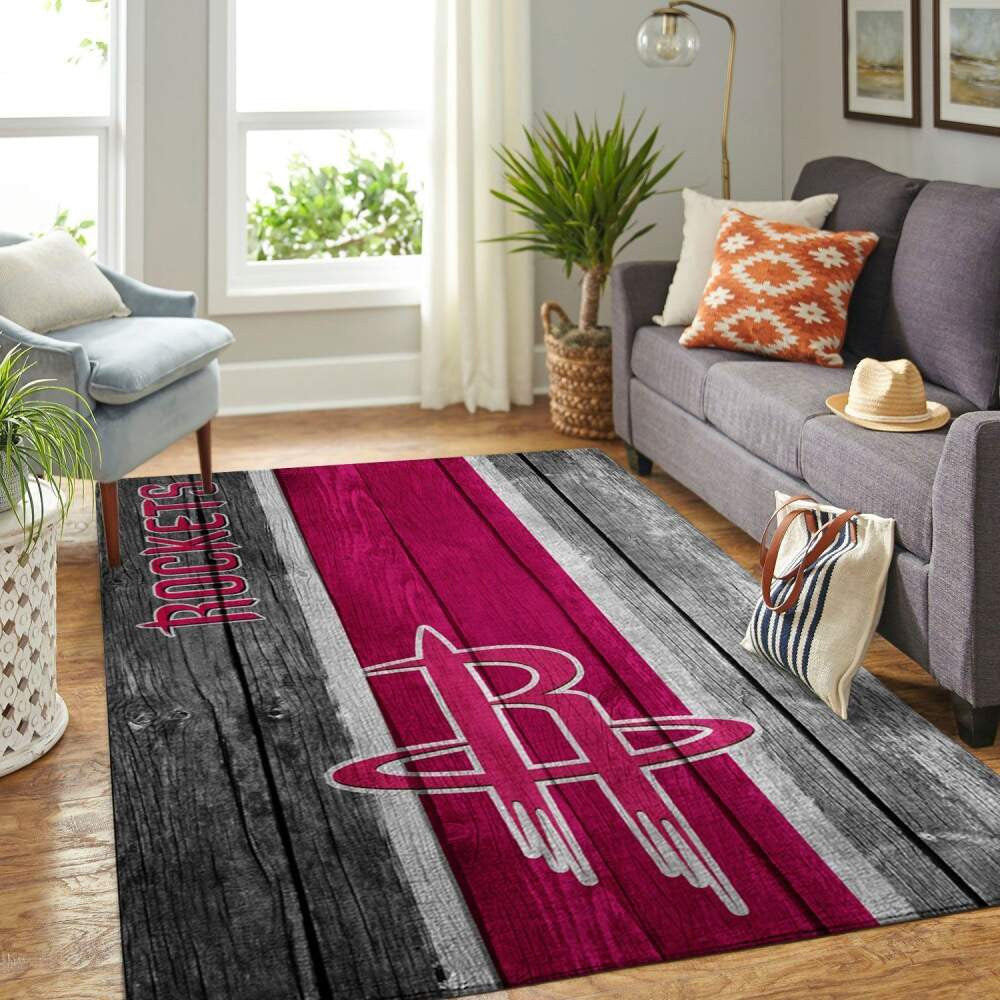 Houston Rockets NBA Team Logobereich Sport im Holzstil Teppich, Teppiche - Outdoor Teppich, Teppich Wohnzimmer, Küchenteppich, Kinderzimmer, Modern
