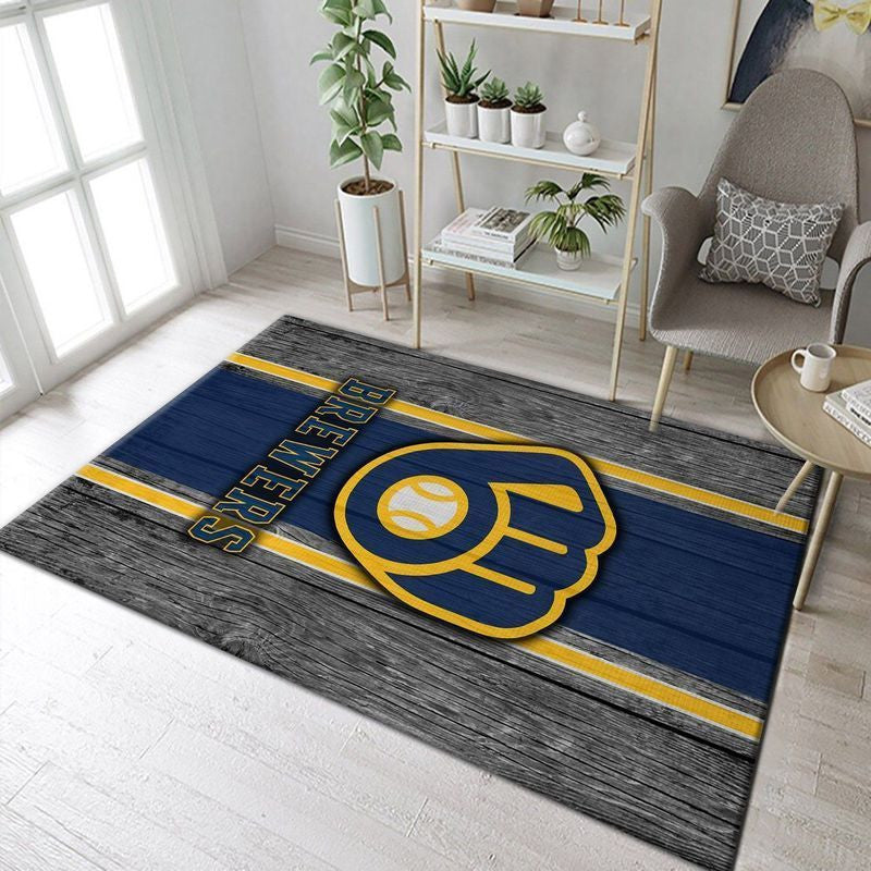 Milwaukee Brewers Mlb 3 Teppich, Teppiche - Outdoor Teppich, Teppich Wohnzimmer, Küchenteppich, Kinderzimmer, Modern
