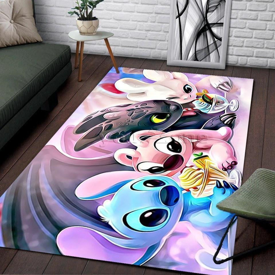 Stitch Familie Disney Lilo und Stitch Teppich, Teppiche - Outdoor Teppich, Teppich Wohnzimmer, Küchenteppich, Kinderzimmer, Modern