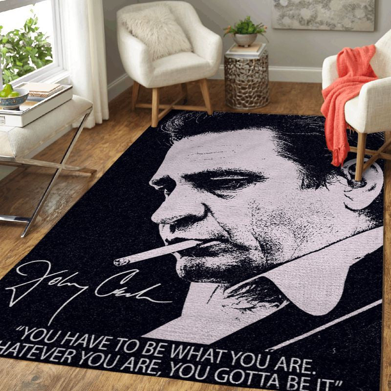 Johnny Cash Singer Zitate: Du musst sein, was du bist Teppich, Teppiche - Outdoor Teppich, Teppich Wohnzimmer, Küchenteppich, Kinderzimmer, Modern