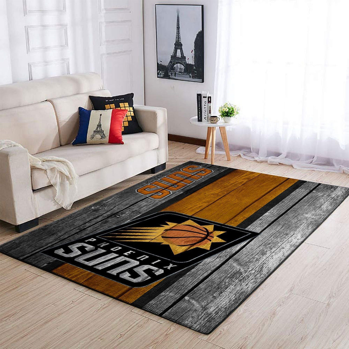 Phoenix Suns NBA-Team-Logobereich im Holzstil Sport Teppich, Teppiche - Outdoor Teppich, Teppich Wohnzimmer, Küchenteppich, Kinderzimmer, Modern