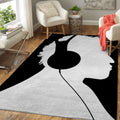 Musik hören Schwarz-Weiß-Musik Teppich, Teppiche - Outdoor Teppich, Teppich Wohnzimmer, Küchenteppich, Kinderzimmer, Modern