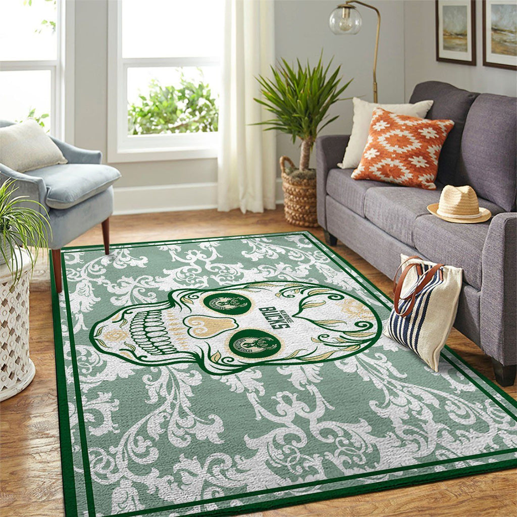 Milwaukee Bucks Nba Area Skull Flower Style Sports Teppich, Teppiche - Outdoor Teppich, Teppich Wohnzimmer, Küchenteppich, Kinderzimmer, Modern