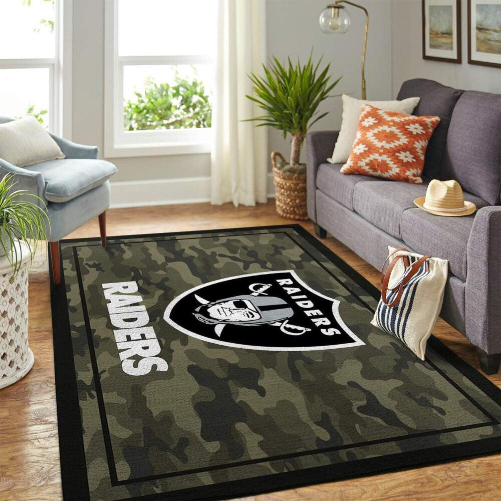 Oakland Raiders Nfl Area Teamlogo im Camo-Stil Teppich, Teppiche - Outdoor Teppich, Teppich Wohnzimmer, Küchenteppich, Kinderzimmer, Modern