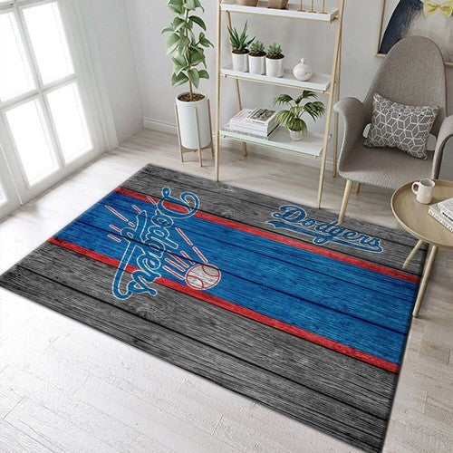 Los Angeles Dodgers Mlb Team Logo Holzstil Stil Schönes Geschenk De Teppich, Teppiche - Outdoor Teppich, Teppich Wohnzimmer, Küchenteppich, Kinderzimmer, Modern