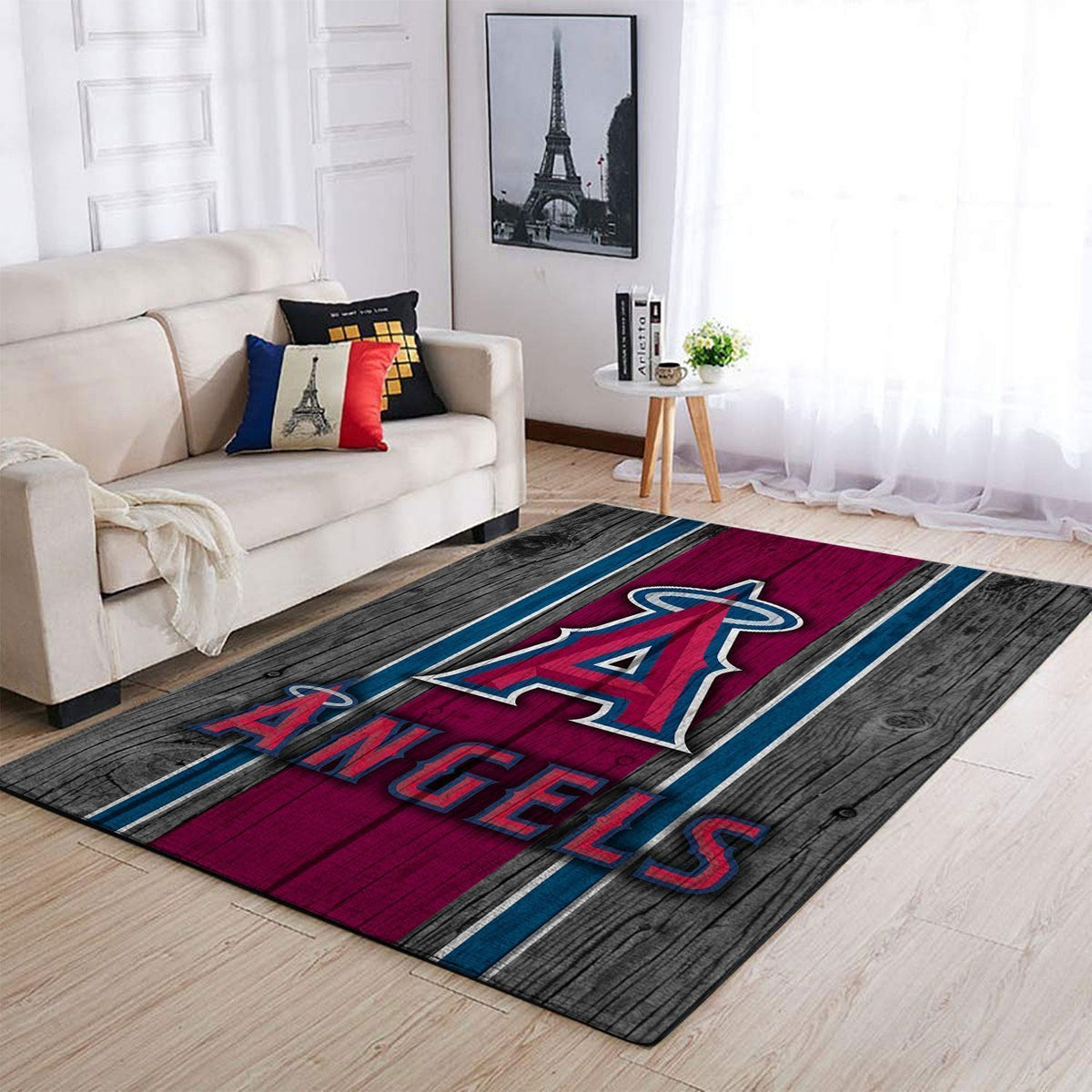 Los Angeles Angels Mlb Team Logobereich Sport im Holzstil Teppich, Teppiche - Outdoor Teppich, Teppich Wohnzimmer, Küchenteppich, Kinderzimmer, Modern
