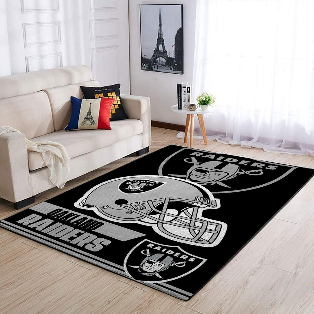 Oakland Raiders Nfl Team Logo Helm rechteckiger Bereich Teppich, Teppiche - Outdoor Teppich, Teppich Wohnzimmer, Küchenteppich, Kinderzimmer, Modern