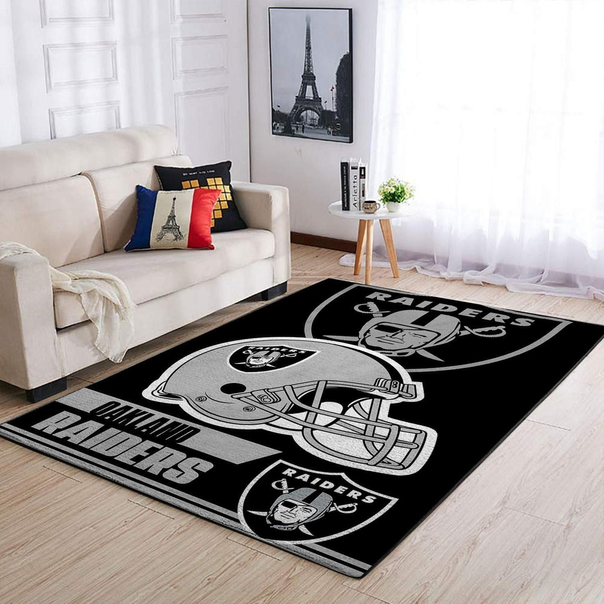 Oakland Raiders Nfl Team Logo Helm rechteckiger Bereich Teppich, Teppiche - Outdoor Teppich, Teppich Wohnzimmer, Küchenteppich, Kinderzimmer, Modern