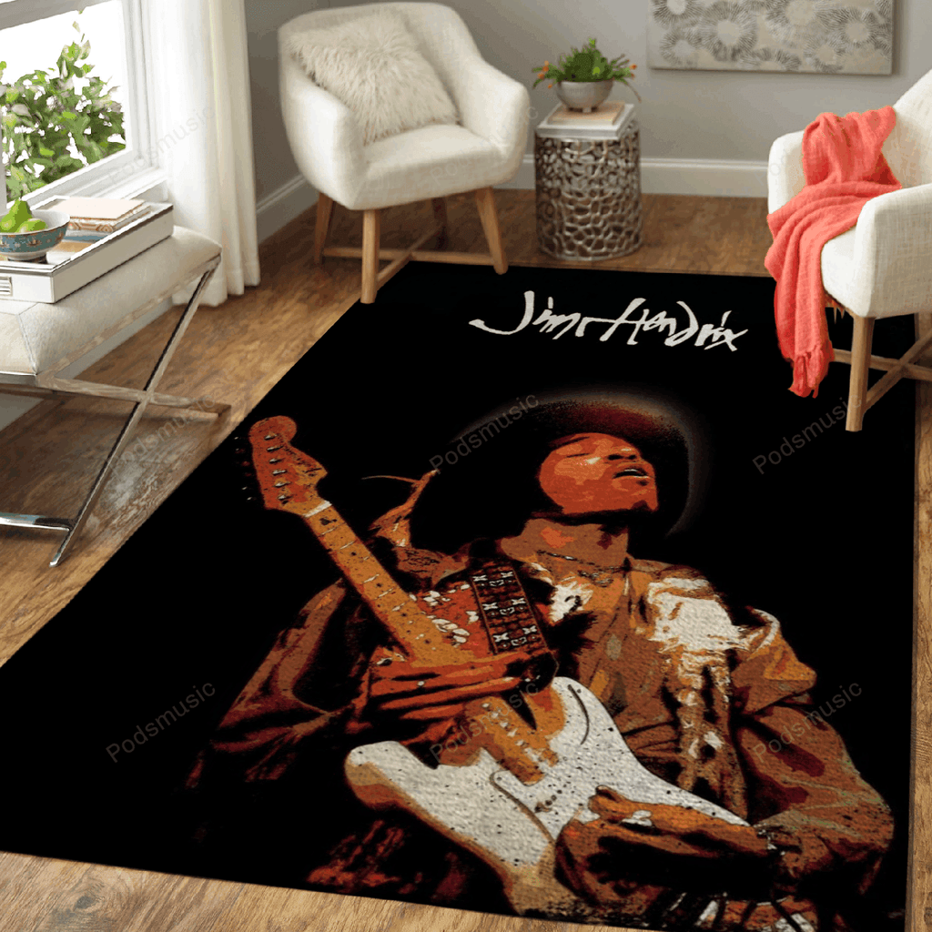 Jimi Guitar Music For Fans Area Floor Decor Teppich, Teppiche - Outdoor Teppich, Teppich Wohnzimmer, Küchenteppich, Kinderzimmer, Modern