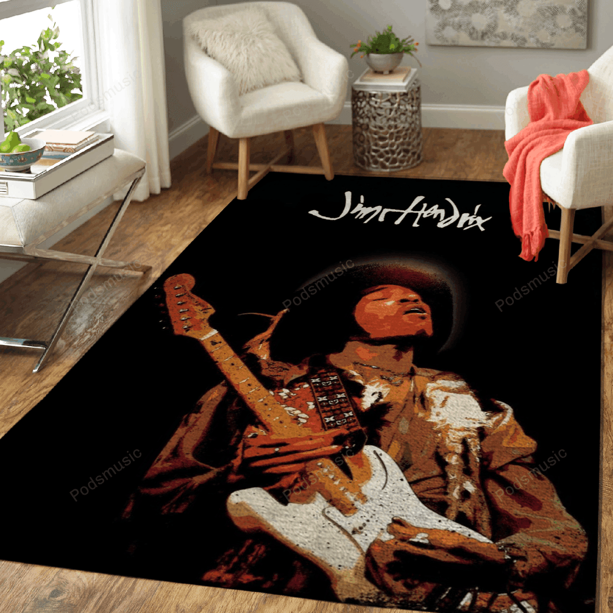Jimi Guitar Music For Fans Area Floor Decor Teppich, Teppiche - Outdoor Teppich, Teppich Wohnzimmer, Küchenteppich, Kinderzimmer, Modern